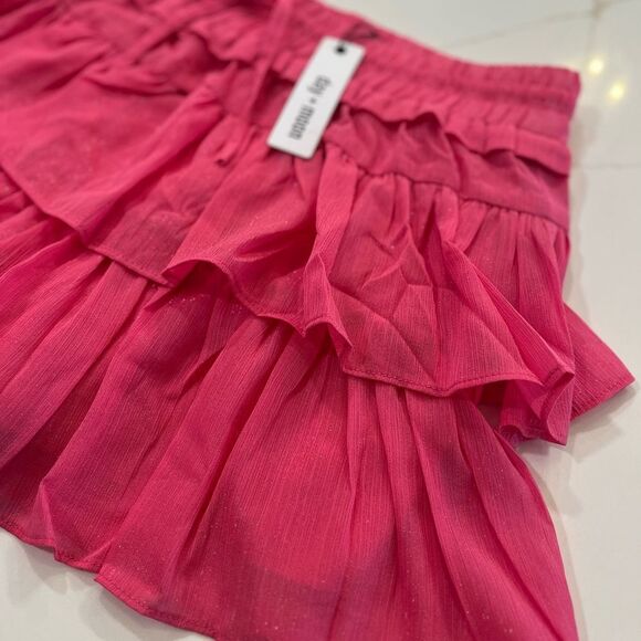 day + moon Pink Bubble Mini Skirt with Ruffled Tiers - Picture 3 of 12